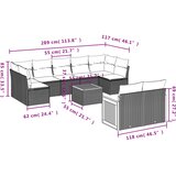  10-dijelni set vrtnih sofa s jastucima crni od poliratana | shoptok.hr