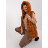 Fashion Hunters Light brown fur vest with pockets Cene