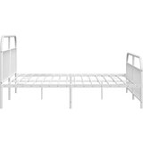 vidaXL Kovinski posteljni okvir z vzglavjem in vznožjem bel 200x200 cm | Shoptok.si