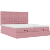 vidaXL Otomanski posteljni okvir z vzmetnicami roza 200x200cm žamet | Shoptok.si