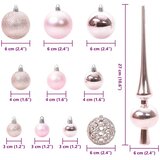 Set Božićnih Ukrasnih Kuglica 61 pcs Ružičasta Plastika | shoptok.hr