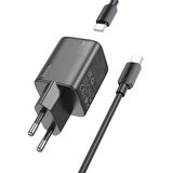 hoco. stenski polnilec tipa C + kabel tipa C v tip C QC PD 20W N40 črn | Shoptok.si