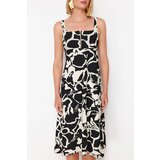 Trendyol Black Printed Thick Strap Zippered Midi Knitted Dress | Shoptok.si