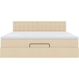 vidaXL Otomanski posteljni okvir z vzmetnico krem 180x200 cm blago | Shoptok.si