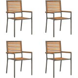  Stolići za vrt s mogućnošću slaganja 4 pcs Smeđa i siva | shoptok.hr