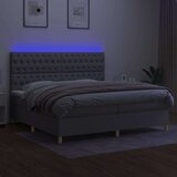  Box spring postelja z vzmetnico LED sv. siva 200x200 cm blago, (20726461) | Shoptok.si
