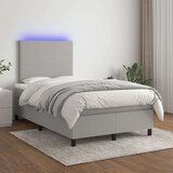  Box spring postelja z vzmetnico LED sv. siva 120x200 cm blago, (20789353) | Shoptok.si