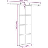  Klizna vrata s priborom crna 76 x 205 cm kaljeno staklo | shoptok.hr