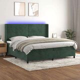  Box spring postelja z vzmetnico LED tem. zelena 200x200cm žamet, (20902430) | Shoptok.si