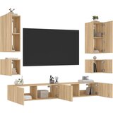  The Living Store Stenske TV omarice z LED lučkami 6 kosov sonoma hrast - Stenska TV Omarica, (21555473) Cene