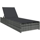 vidaXL Sončna ležalnika Siva 60x200x27 cm Poli ratan, (22016080) | Shoptok.si