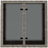 vidaXL Vrtna miza s stekleno mizno ploščo siva 55x55x37 cm poli ratan | Shoptok.si