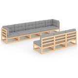  8-dijelna vrtna garnitura od masivne borovine s jastucima | shoptok.hr