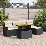  6-dijelni set vrtnih sofa s jastucima crni od poliratana bagrem Cijene