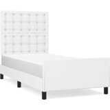 Maison Chic Posteljni okvir - Enojna postelja - Postelja za odrasle z vzglavjem bel 100x200 cm umetno usnje-J9316, (21763554) Cene