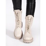 SEASTAR Light beige women's worker boots with pins | shoptok.hr