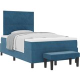 Box Postelja z vzmetnico z vzmetnico Temno modra 120 x 200 cm Žamet, (5000128420) | Shoptok.si