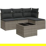 Maison Chic Seti vrtnega pohištva - Vrtna garnitura - Vrtni pohištvo set 5-delna z blazinami siv poli ratan, (21814192) | Shoptok.si
