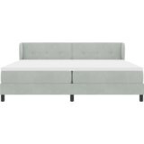 vidaXL Postelja s škatlasto vzmetjo z vzmetnico svetlo siva 200x200 cm žamet | Shoptok.si