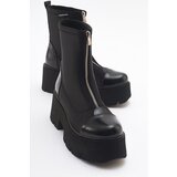 LuviShoes BRAY Black Patent Leather Scuba Thick Sole Women's Boots Cene