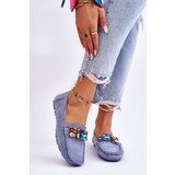 Kesi Women's suede loafers with Modrý Lucille crystals Cene
