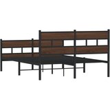  Metalni okvir kreveta bez madraca smeđa boja hrasta 150x200 cm | shoptok.hr