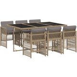  7-dijelni vrtni blagovaonski set od poliratana s jastucima bež | shoptok.hr