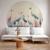  Okrugla fototapeta - Birds by the lake - herons painted in watercolours in delicate grey and pink colours 280x280 | shoptok.hr