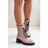 Kesi Insulated Women's Ankle Boots made of Natural Leather Vinceza Beige | Shoptok.si