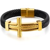 Narukvica Big Cross - Crna/Zlatna KP32506 | Shoptok.si