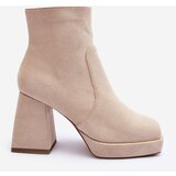 Boto Suede Heeled Boots Beige Makeline | Shoptok.si