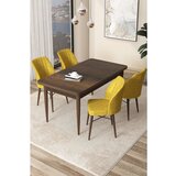 Hanah home Arp - Baroque, Mustard BaroqueMustard Dining Table & Chairs Set (5 Pieces) | ePonuda.com