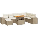 vidaXL 9-dijelni set vrtnih sofa s jastucima bež od poliratana bagrem | shoptok.hr