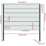  Ogradni panel sa stupovima od željeza 176,5 x 120 cm zelene boje | shoptok.hr