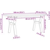  Stolić za kavu Y-oblika 100x50x45,5 cm od borovine i čelik | shoptok.hr