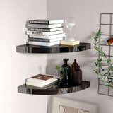 vidaXL Plutajuće kutne police 2 kom sjajne crne 35 x 35 x 3,8 cm MDF | shoptok.hr