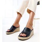 Gemre Black wedge espadrille slides Felicity Cene