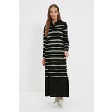 Trendyol Black-Stone Polo Neck Striped Knitwear Dress Cene