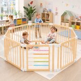 Ginger Home Drvena ogradica za igru 8 panela, masivni novozelandski bor, 140x140x61 cm | shoptok.hr