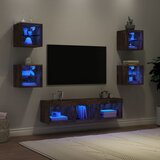  The Living Store Komplet TV omaric LED 7-delni dimljeni hrast inženirski les - Stenska TV Enota, (21508245) Cene