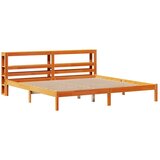 vidaXL Posteljni okvir z vzglavjem voščeno rjava 200x200 cm borovina, (21292147) Cene