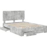  Krevetna konstrukcija s ladicama Betonski sivi 140 x 190 cm Siva 193 x 143 x 100 cm | shoptok.hr