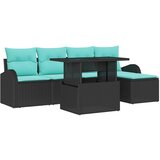 vidaXL Vrtna sedežna garnitura z blazino 6 pcs Črna Poly ratan, (5000022566) | Shoptok.si