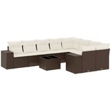  10-dijelni set vrtnih sofa od poliratana s jastucima smeđi | shoptok.hr