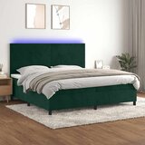  Krevet box spring s madracem LED tamnozeleni 200x200 cm baršun | shoptok.hr
