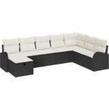 vidaXL 8-delni vrtni kavčni set z blazinami črn poli ratan | Shoptok.si