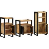 vidaXL Komplet pohištva za kopalnico 3 pcs Rjava Masiven les manga | Shoptok.si