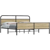 Metalni Kovinski posteljni okvir brez vzmetnice sonoma hrast 193x203 cm, (21609100) Cene