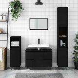Maison Chic Kopalniška omarica - Kopalniški kabinet črna 80x33x60 cm inženirski les, (21794936) | Shoptok.si