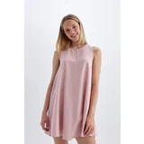 Defacto A-Line Crew Neck Linen Sleeveless Mini Dress